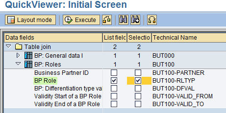 Selection of input & Output fields