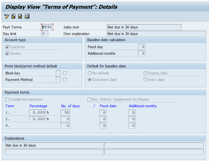 SAP付款条件配置及简单使用