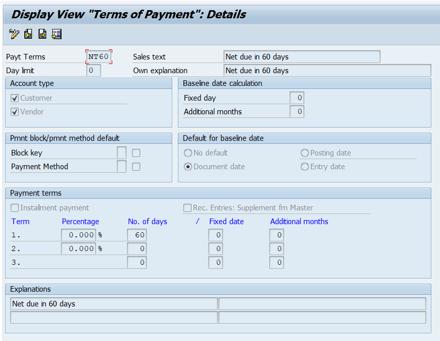 SAP付款条件配置及简单使用