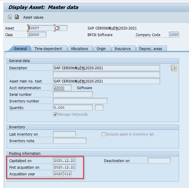 SAP Assert Acquisition with Automatic Offsetting